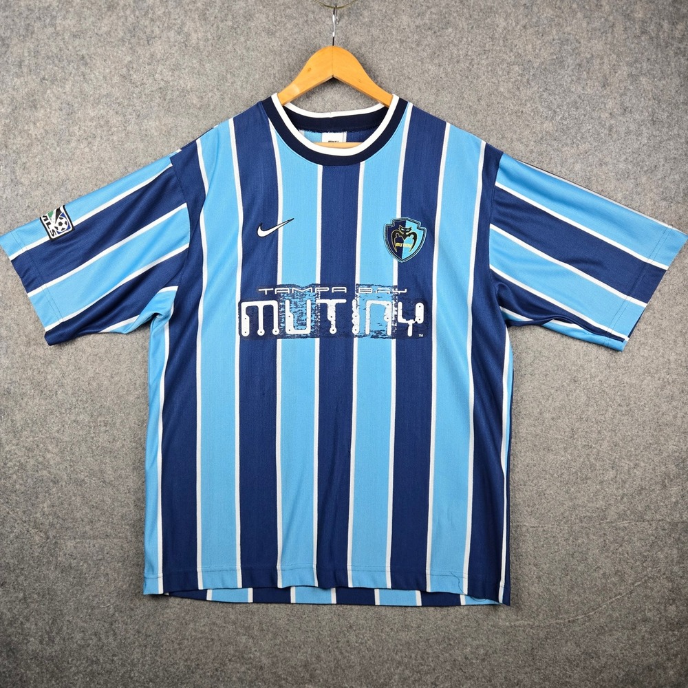 Vintage Nike Tampa Bay Mutiny Jersey Mens Large Blue 90s MLS Soccer USA 1997